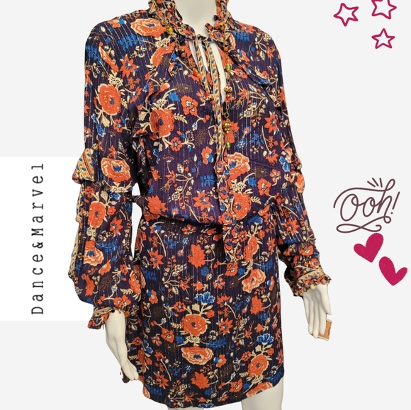 NWT Dance & Marvel Floral Fall Dress Sz L - Picture 11 of 11